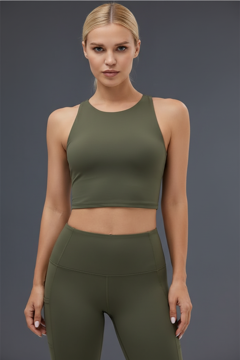 Bonnie Collection Butterluxe High Neck Crop Tank with Racerback