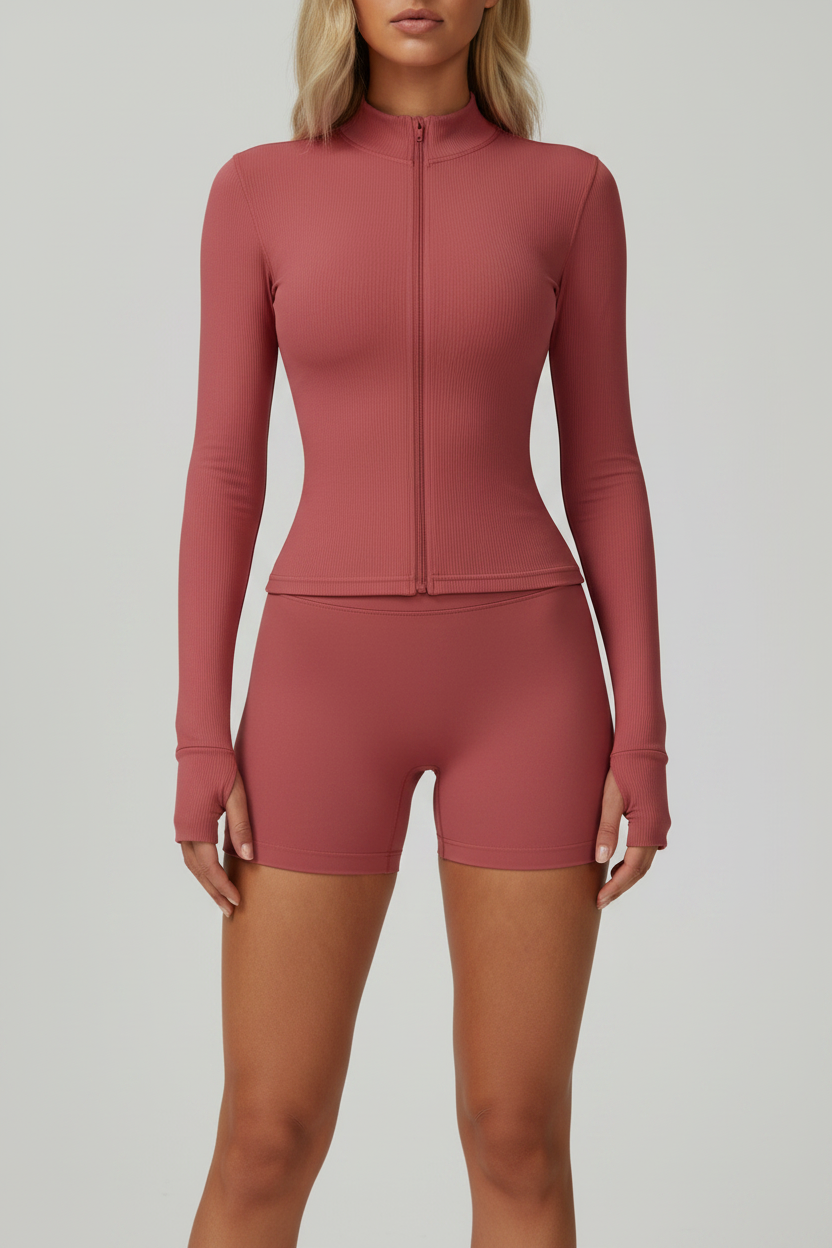 Women full zip workout jacket activewear