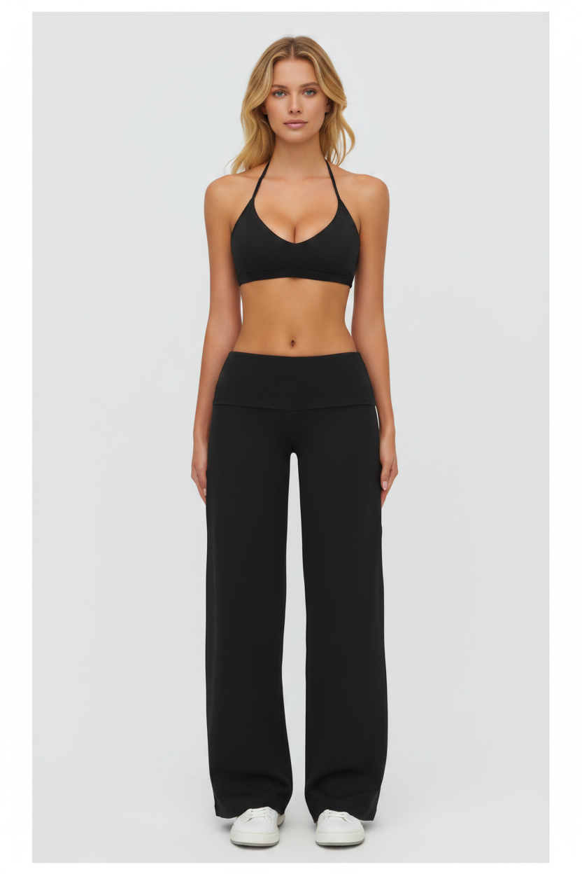 Bonnie Luxe Active Fold-Over Wide Leg Pants