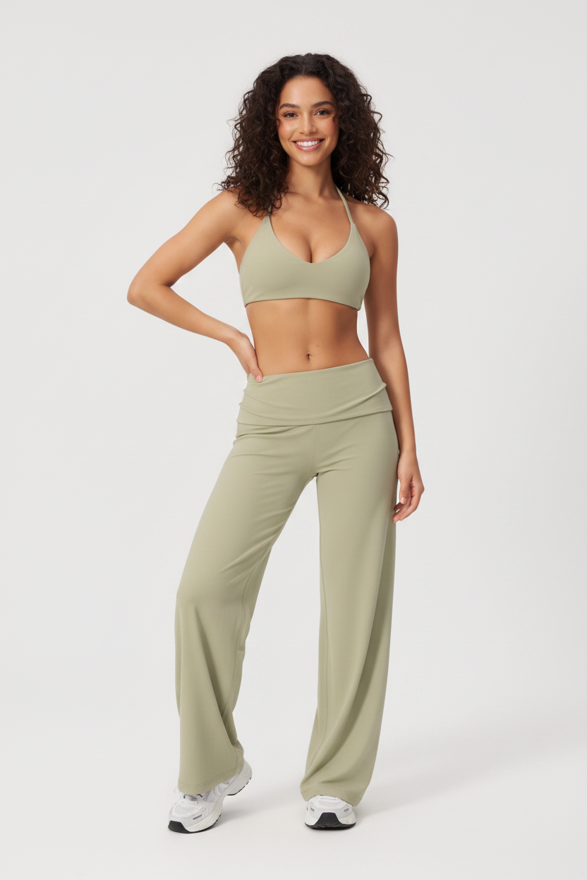 Bonnie Luxe Active Fold-Over Wide Leg Pants