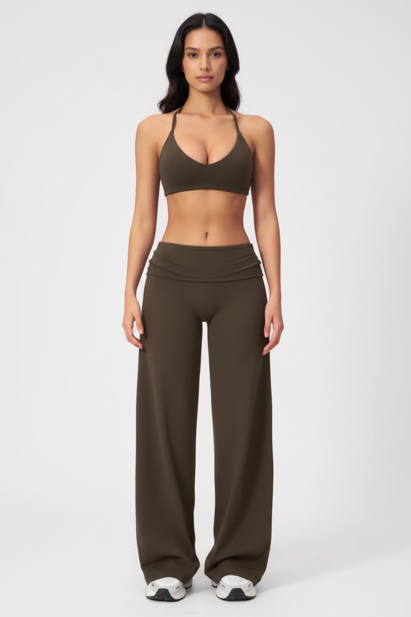 Bonnie Luxe Active Fold-Over Wide Leg Pants