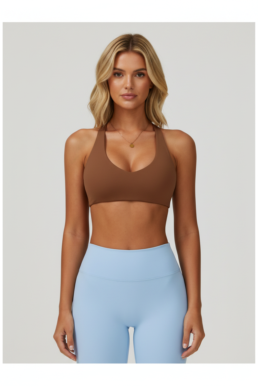 Seamless sports bra women gym activewear- Sandy Brown